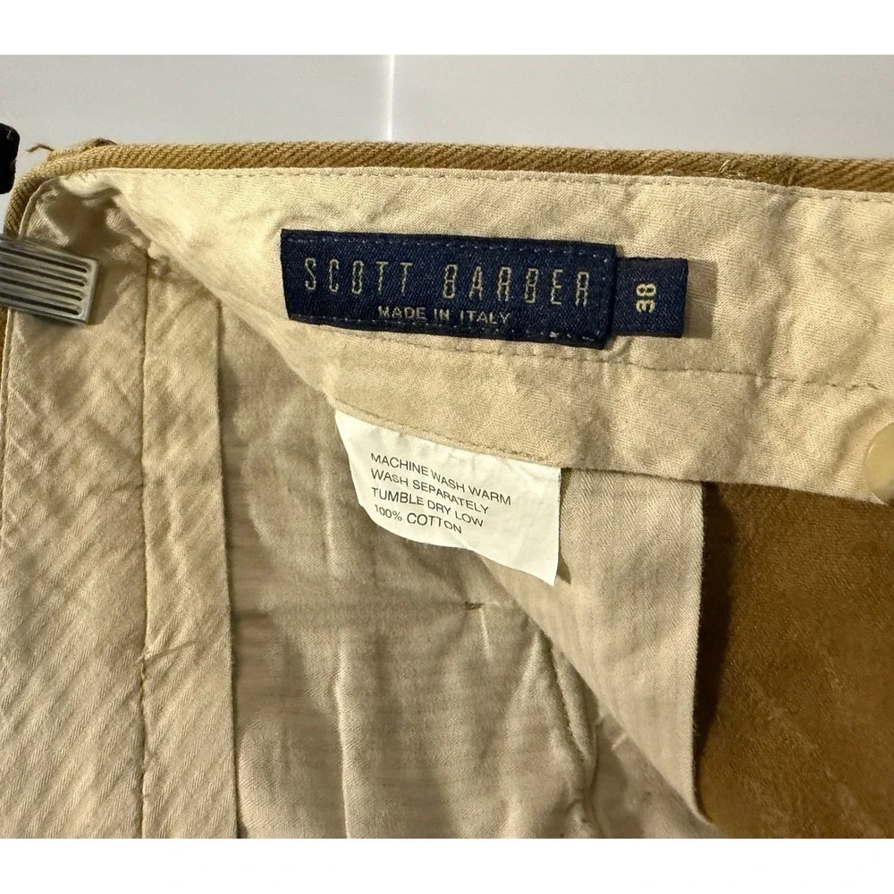 Scott Barber Italy Men's Corduroy Pants 38 100% cotton brown classic tailored - Picture 1 of 9